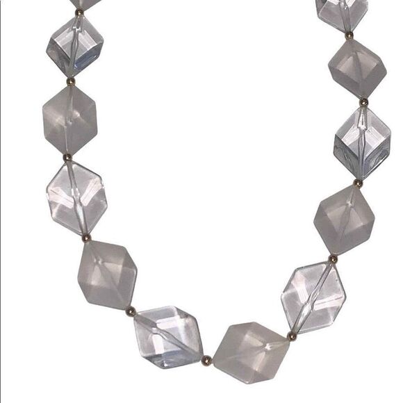 Vintage 70’s Ice Block Necklace Clear Frosted Art Deco Retro Heritage Office - Picture 3 of 6